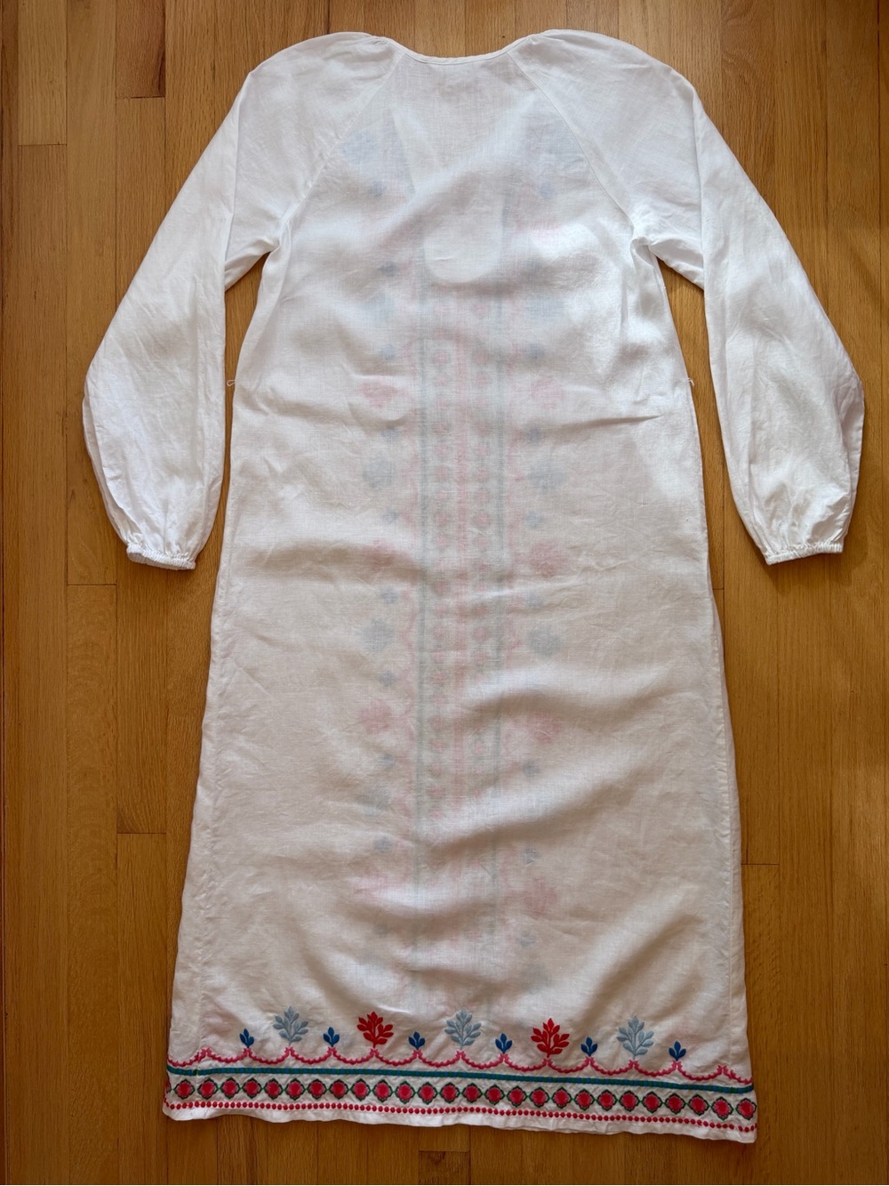 Boden White Maxi Dress with Pink & Blue Embroidery - Picture 6 of 15